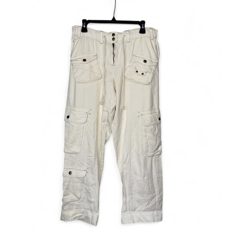Free People Tahiti Cargo Pants Medium Tofu Ivory Baggy Slouchy Y2K Drawstring
